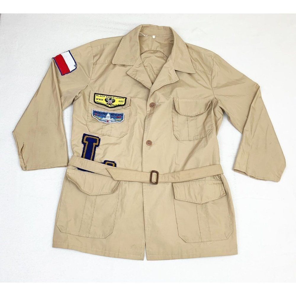 Vintage Boy Scouts Of America Shirt Order Of The Arrow Patches Black Eagle Lodge